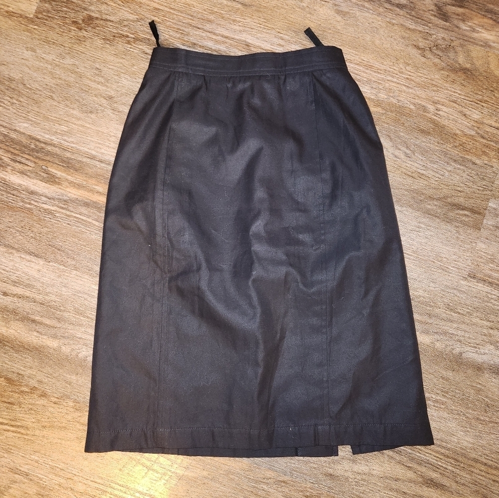 Yves Saint Laurent Vintage Womens Black Cotton Pencil Skirt EU Size 34